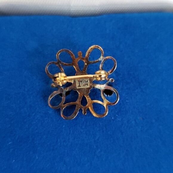 Vtg R 1/10 10k GOLD FILLED AVON SERVICE AWARD BROOCH PIN W Red RUBY Rhinestone - Picture 5 of 6